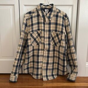 The North Face Men's Valley Twill Flannel Shirt - Size L - Cream/Blue
